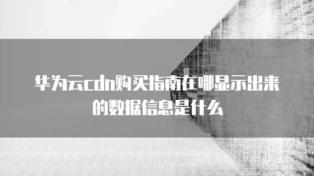 华为云cdn购买指南在哪显示出来的数据信息是什么