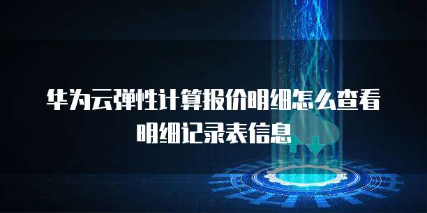 华为云弹性计算报价明细怎么查看明细记录表信息