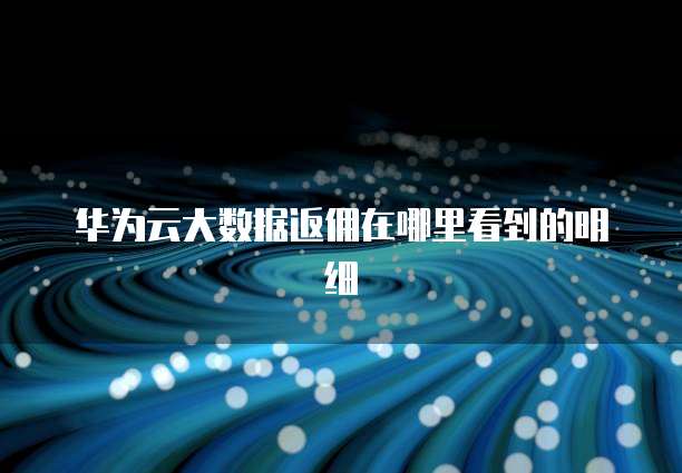 华为云大数据返佣在哪里看到的明细