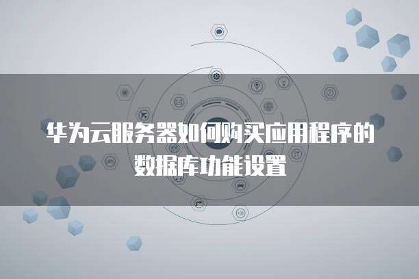 华为云服务器如何购买应用程序的数据库功能设置