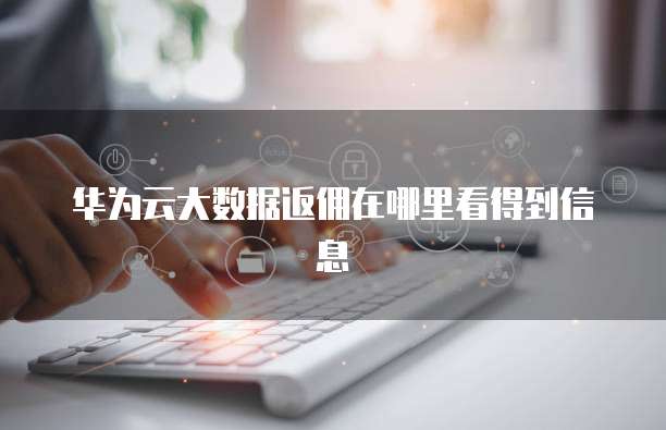 华为云大数据返佣在哪里看得到信息