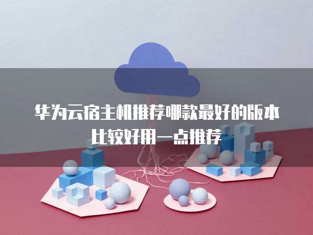 华为云宿主机推荐哪款最好的版本比较好用一点推荐
