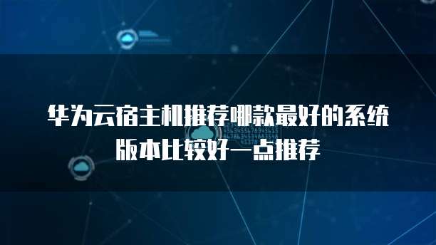 华为云宿主机推荐哪款最好的系统版本比较好一点推荐