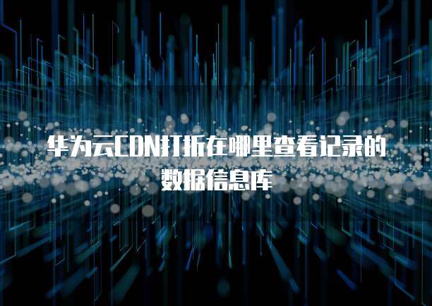 华为云CDN打折在哪里查看记录的数据信息库