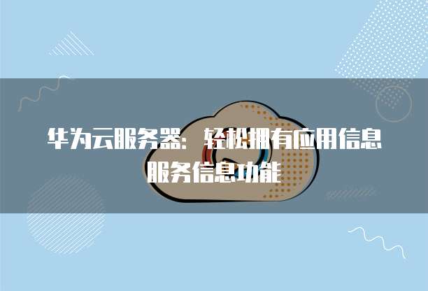 华为云服务器:轻松拥有应用信息服务信息功能