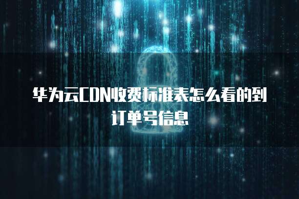华为云CDN收费标准表怎么看的到订单号信息