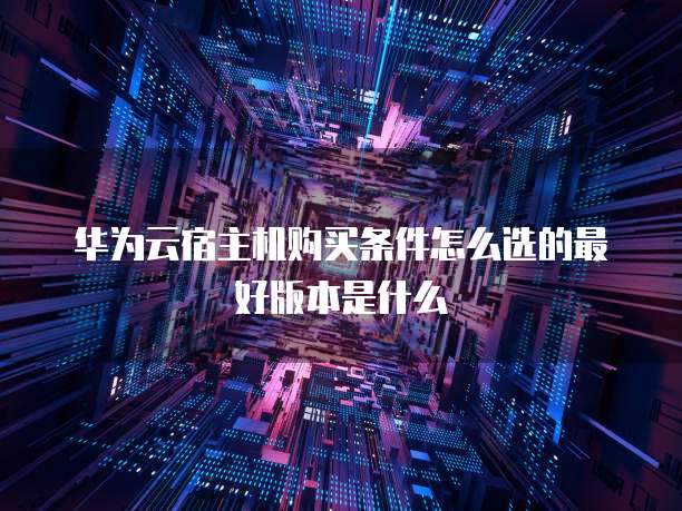 华为云宿主机购买条件怎么选的最好版本是什么