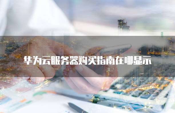 华为云服务器购买指南在哪显示