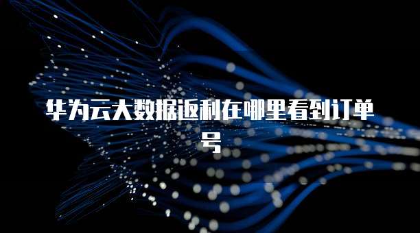 华为云大数据返利在哪里看到订单号