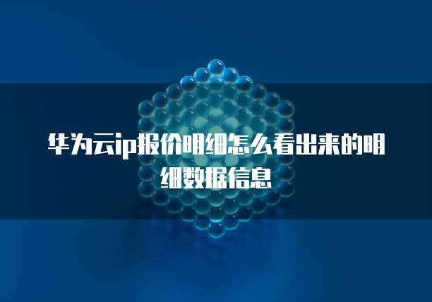 华为云ip报价明细怎么看出来的明细数据信息
