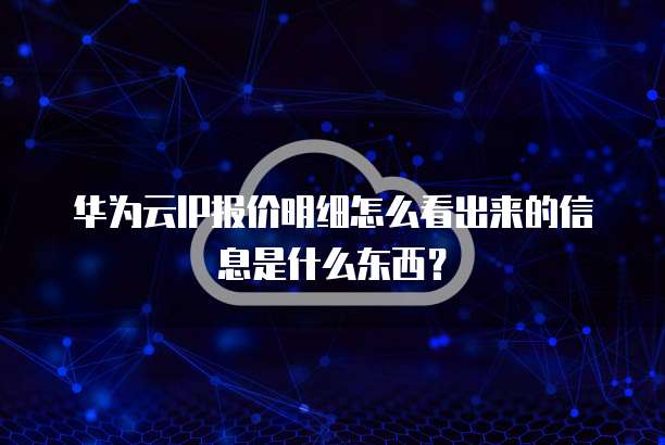 华为云IP报价明细怎么看出来的信息是什么东西?