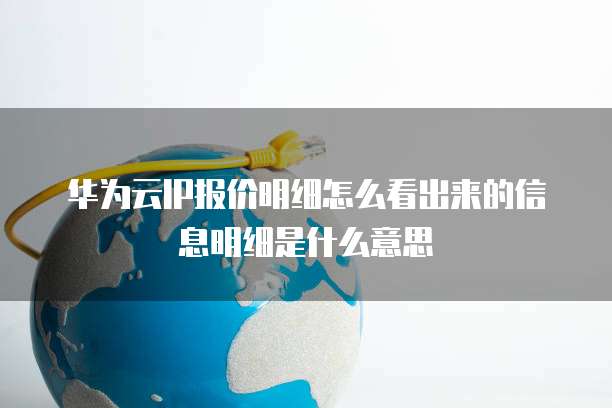 华为云IP报价明细怎么看出来的信息明细是什么意思