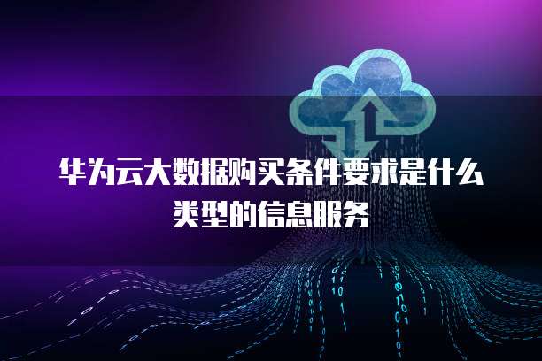 华为云大数据购买条件要求是什么类型的信息服务
