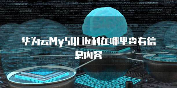 华为云MySQL返利在哪里查看信息内容