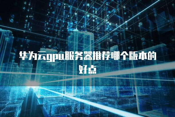 华为云gpu服务器推荐哪个版本的好点