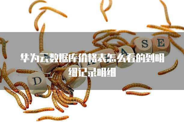 华为云数据库价格表怎么看的到明细记录明细
