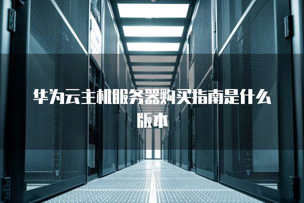 华为云主机服务器购买指南是什么版本