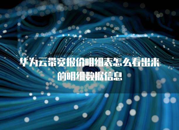 华为云带宽报价明细表怎么看出来的明细数据信息