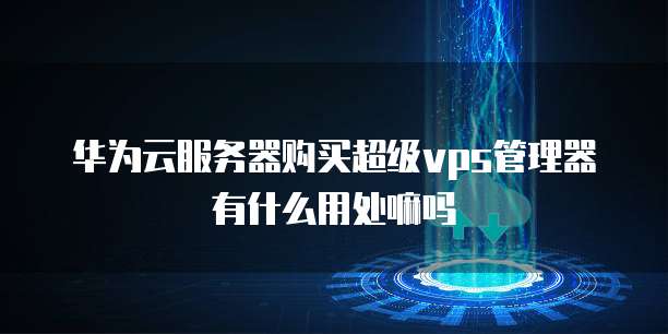 华为云服务器购买超级vps管理器有什么用处嘛吗