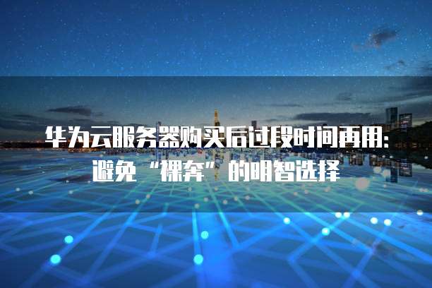 华为云服务器购买后过段时间再用:避免“裸奔”的明智选择