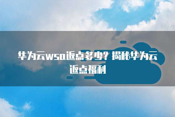 华为云wsa返点多少?揭秘华为云返点福利
