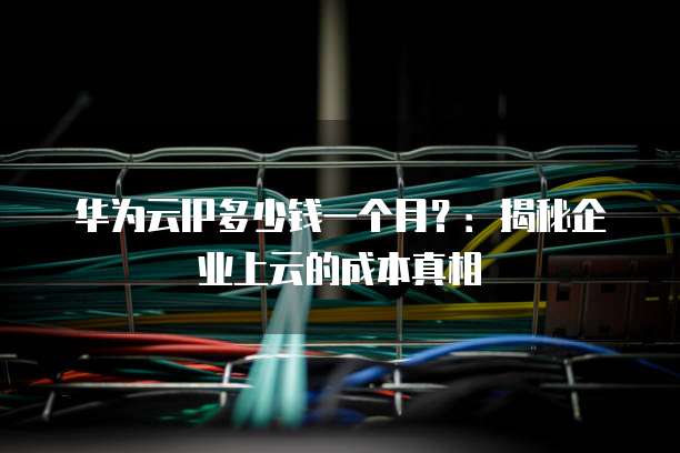 华为云IP多少钱一个月？：揭秘企业上云的成本真相