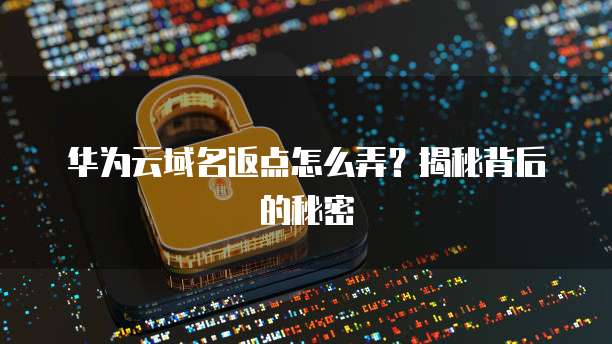华为云域名返点怎么弄?揭秘背后的秘密