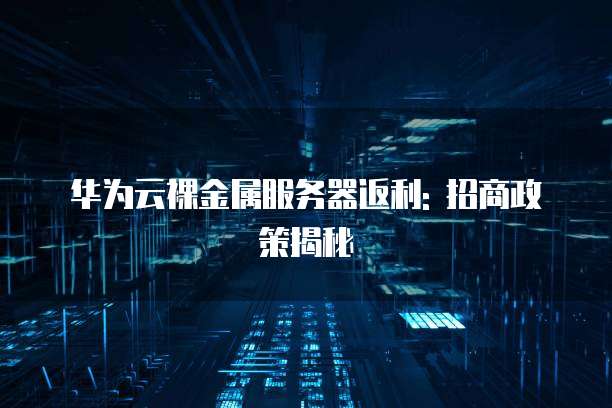 华为云裸金属服务器返利: 招商政策揭秘