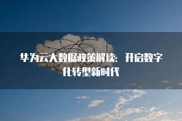 华为云大数据政策解读：开启数字化转型新时代