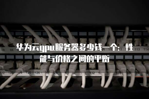 华为云gpu服务器多少钱一个：性能与价格之间的平衡