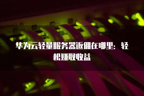 华为云轻量服务器返佣在哪里:轻松赚取收益