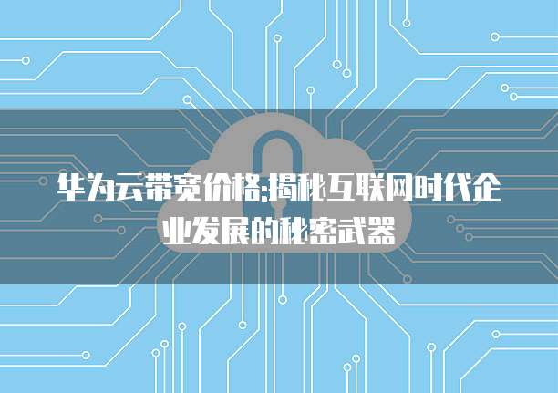 华为云带宽价格:揭秘互联网时代企业发展的秘密武器