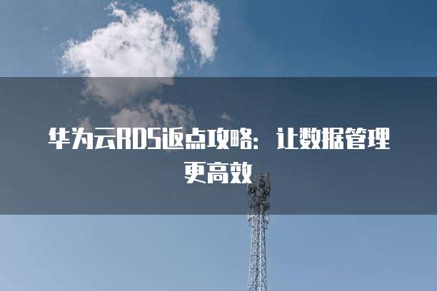 华为云RDS返点攻略:让数据管理更高效