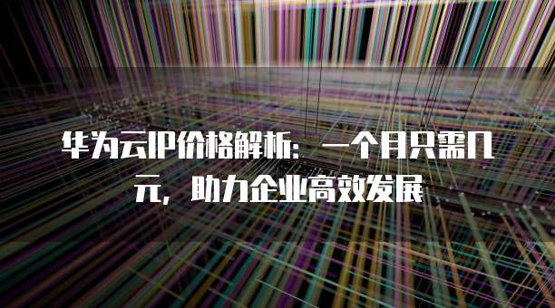 华为云IP价格解析:一个月只需几元,助力企业高效发展