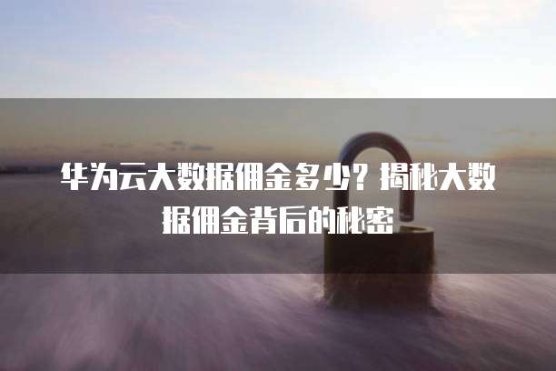 华为云大数据佣金多少?揭秘大数据佣金背后的秘密