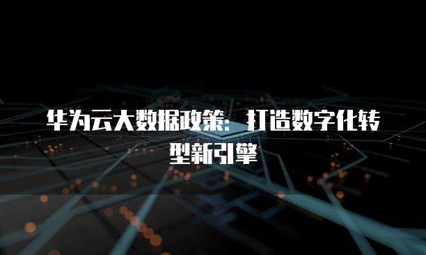 华为云大数据政策:打造数字化转型新引擎