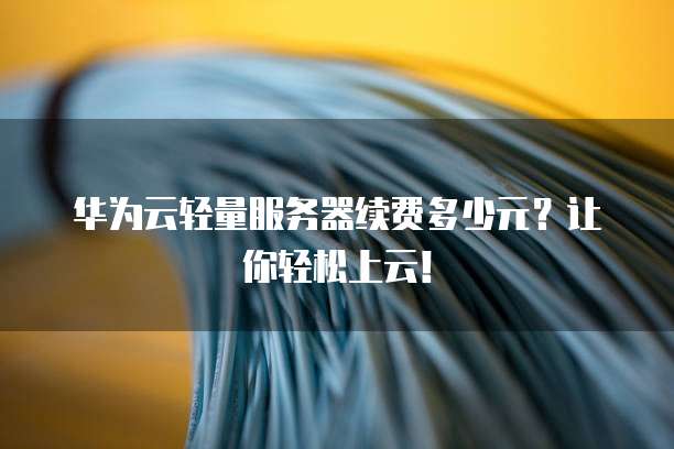 华为云轻量服务器续费多少元?让你轻松上云!