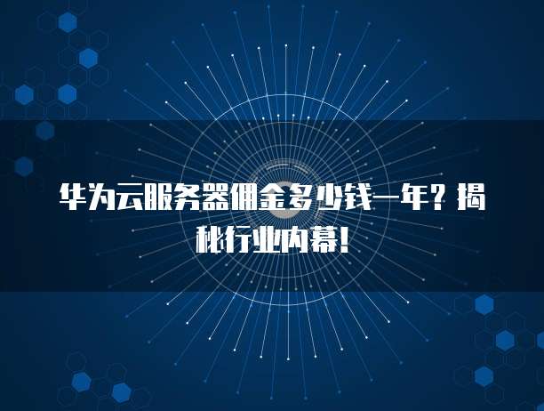 华为云服务器佣金多少钱一年?揭秘行业内幕!
