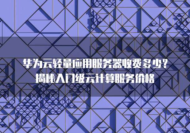 华为云轻量应用服务器收费多少?揭秘入门级云计算服务价格