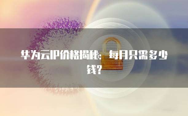 华为云IP价格揭秘:每月只需多少钱?