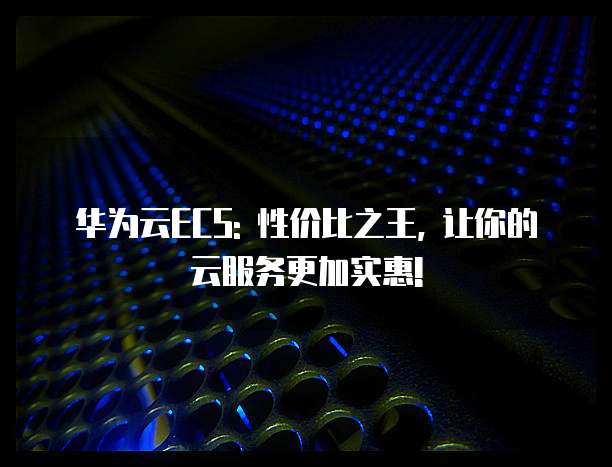 华为云ECS: 性价比之王, 让你的云服务更加实惠!