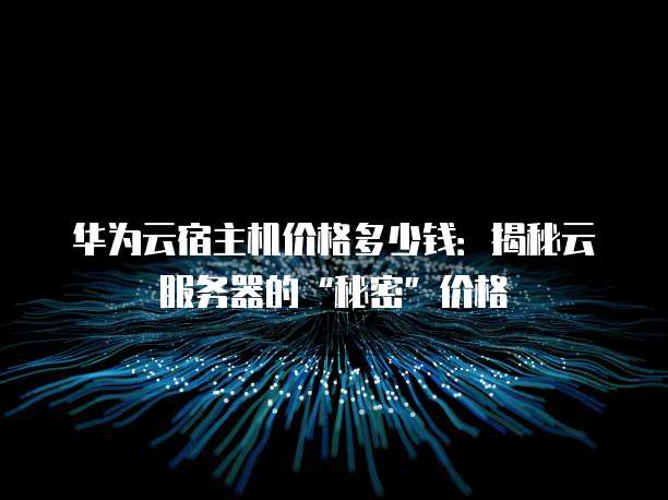 华为云宿主机价格多少钱:揭秘云服务器的“秘密”价格