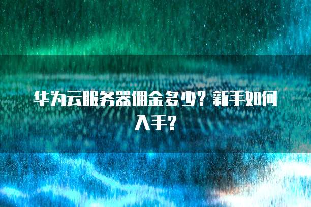 华为云服务器佣金多少?新手如何入手?