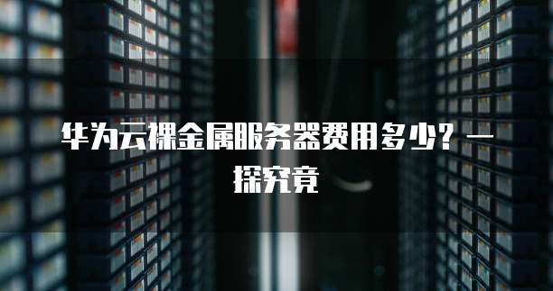 华为云裸金属服务器费用多少?一探究竟