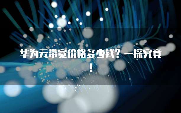 华为云带宽价格多少钱?一探究竟!