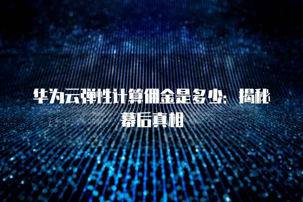 华为云弹性计算佣金是多少：揭秘幕后真相
