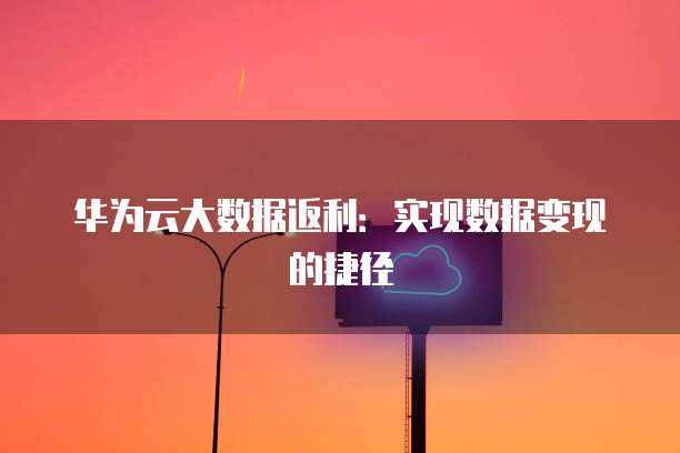 华为云大数据返利:实现数据变现的捷径