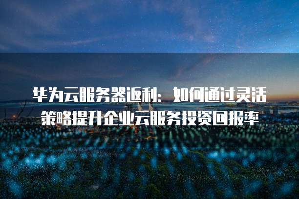 华为云服务器返利:如何通过灵活策略提升企业云服务投资回报率
