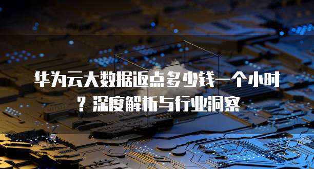 华为云大数据返点多少钱一个小时?深度解析与行业洞察