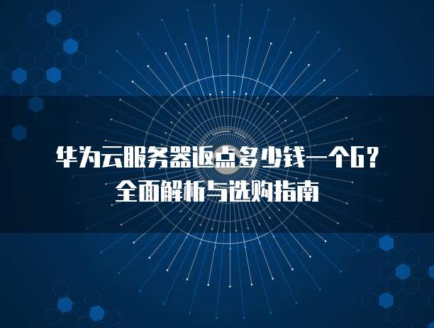 华为云服务器返点多少钱一个G?全面解析与选购指南